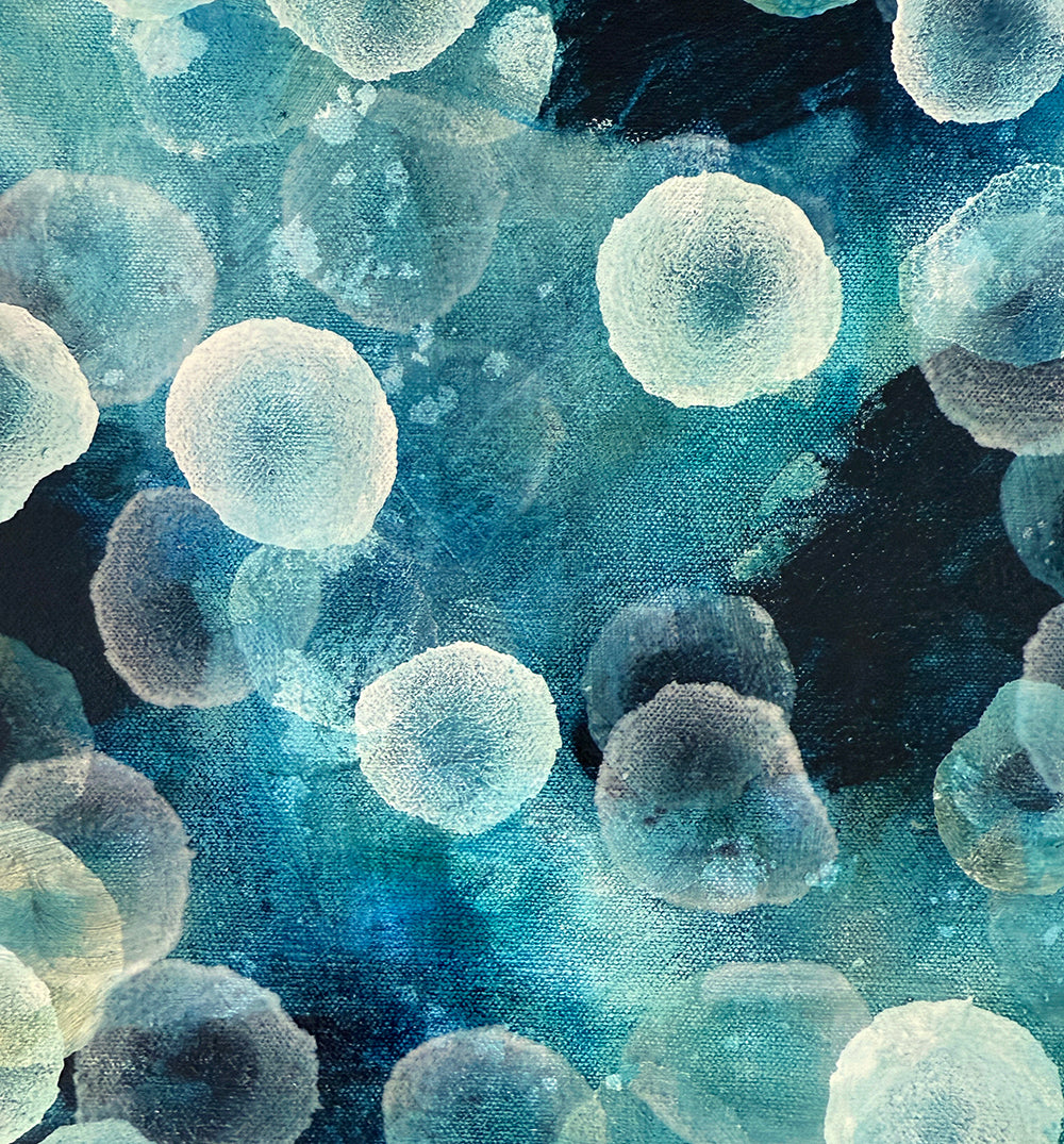 Bioluminous Aqueous Drift II - Original Abstract Sealife Painting Framed