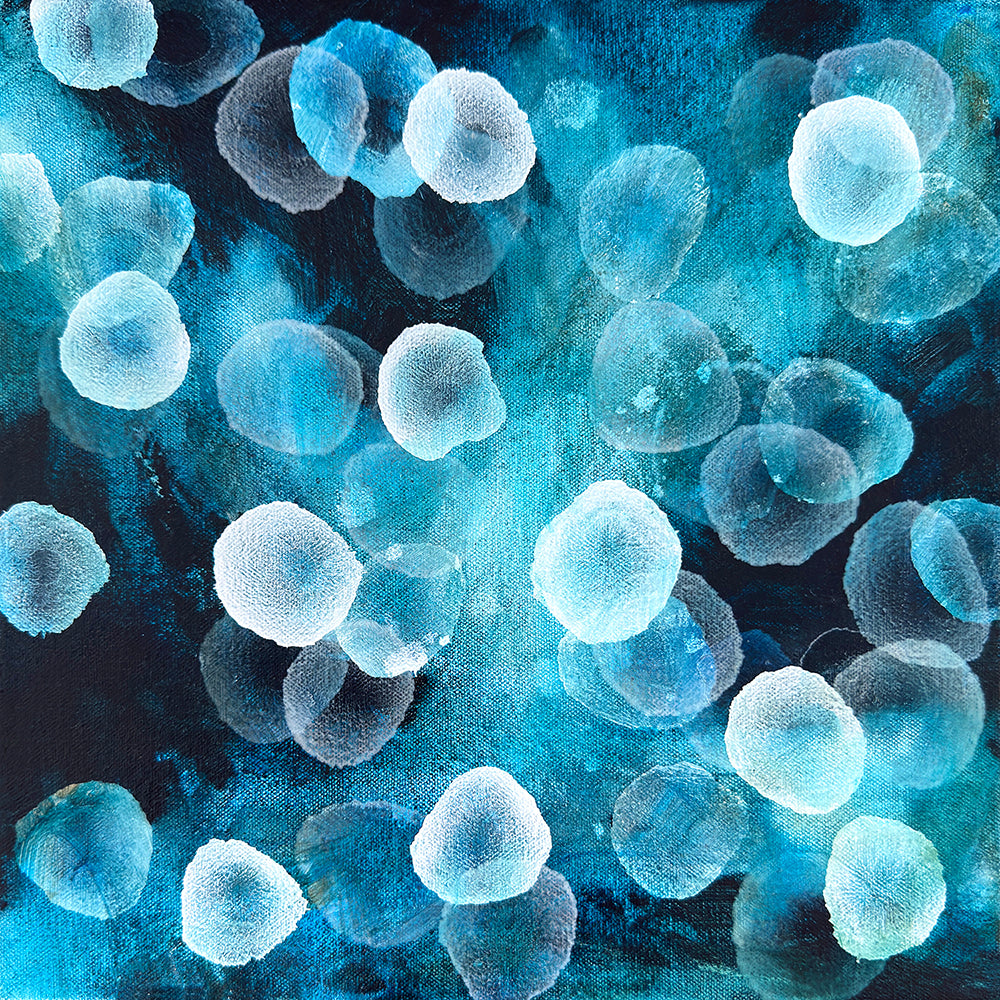 Bioluminous Aqueous Drift I - Original Abstract Sealife Painting Framed