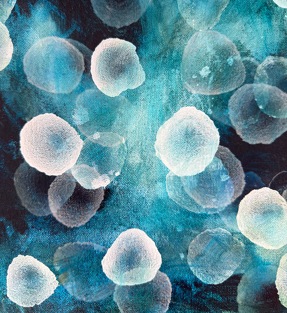 Bioluminous Aqueous Drift I - Original Abstract Sealife Painting Framed