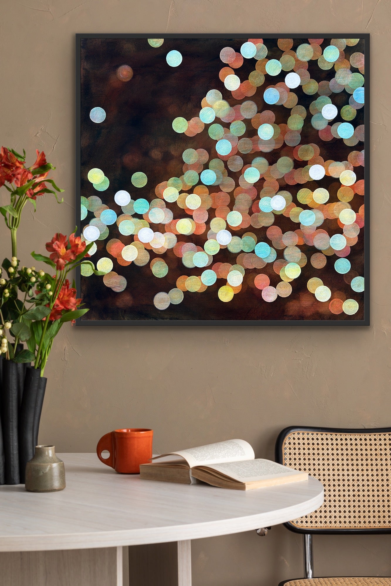 Bioluminous Bloom III - Large Original Abstract Painting Framed