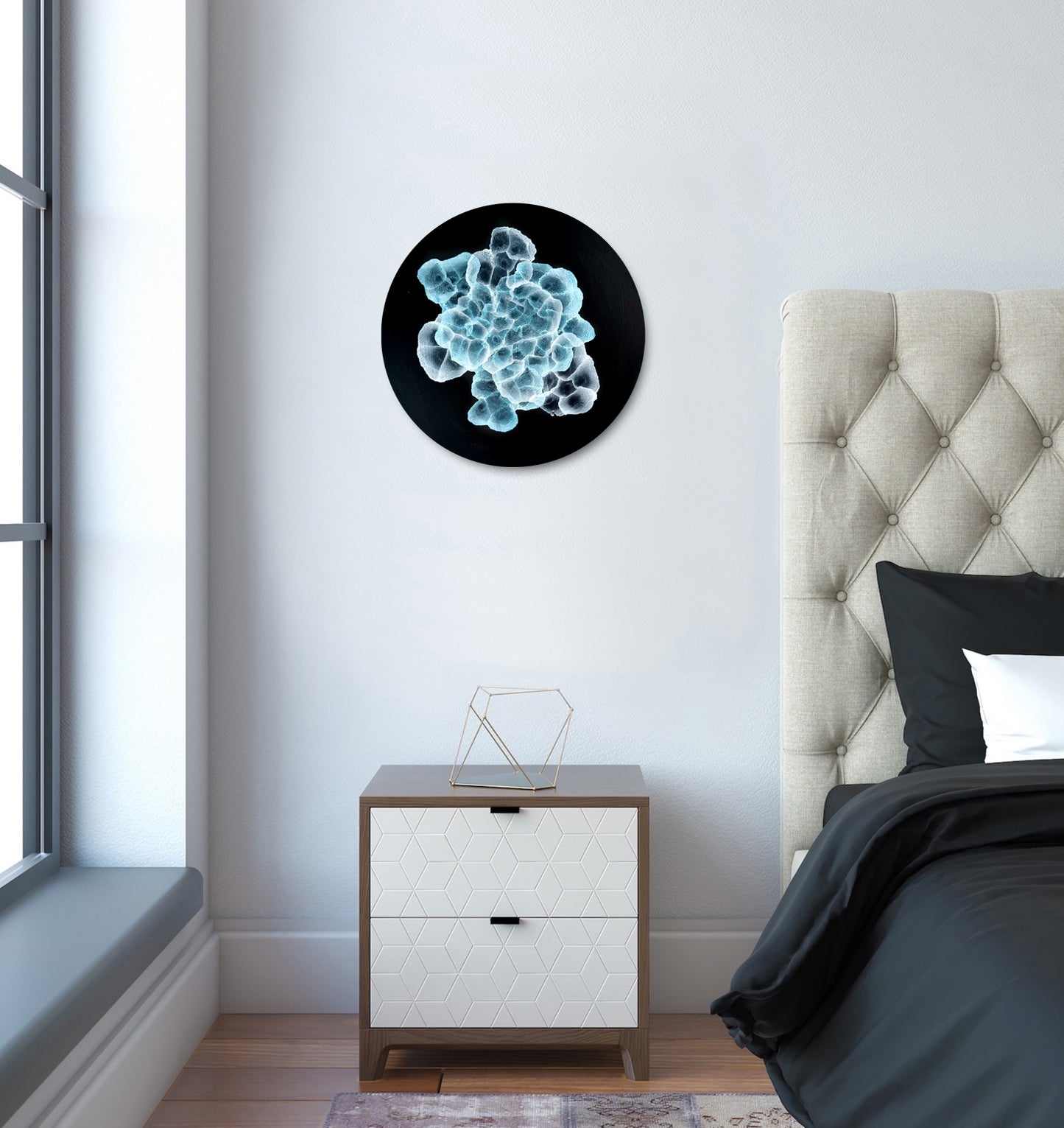 Bio Sphere – Rockpool Bloom III Original Ocean Art Painting on 30cm Round Wood Panel