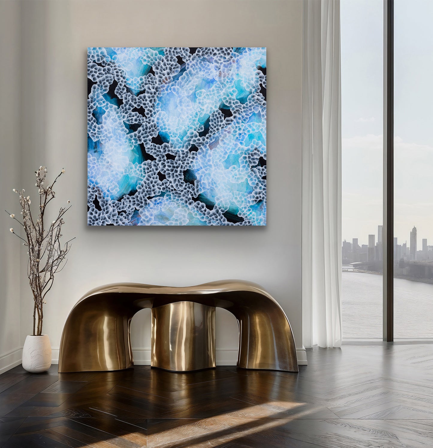 Rock Pool Blooms III - Abstract Artwork Blues Teals