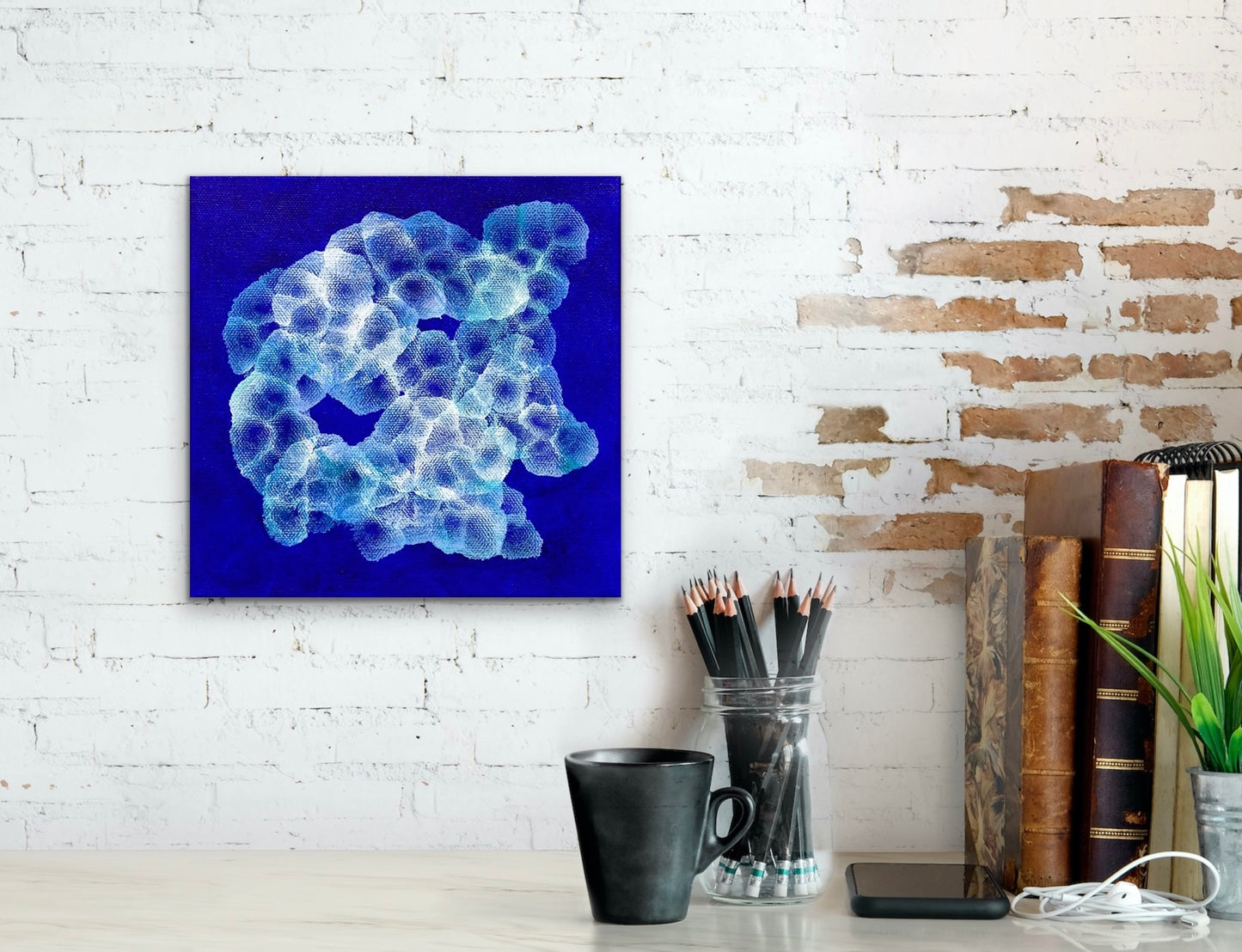 Biomorphic Reef Dancer IV - Abstract Small Sealife Painting