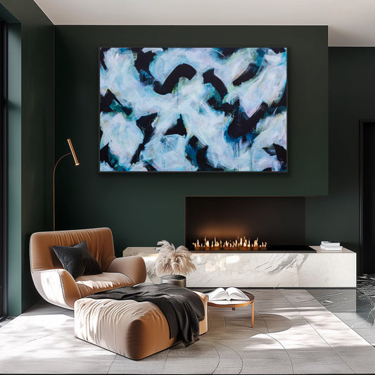 Tideline Musings Kelp, Basalt & Crazy Birds - Large Abstract Painting