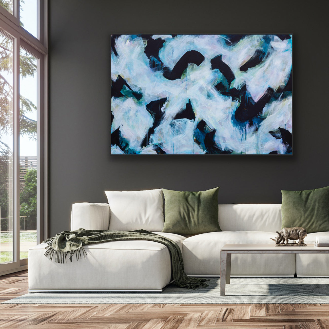 Tideline Musings Kelp, Basalt & Crazy Birds - Large Abstract Painting