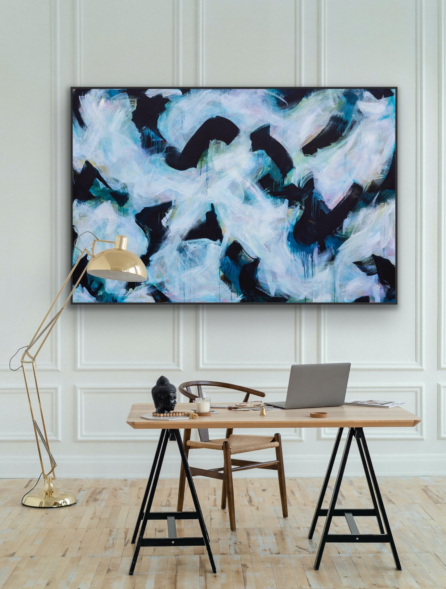 Tideline Musings Kelp, Basalt & Crazy Birds - Large Abstract Painting
