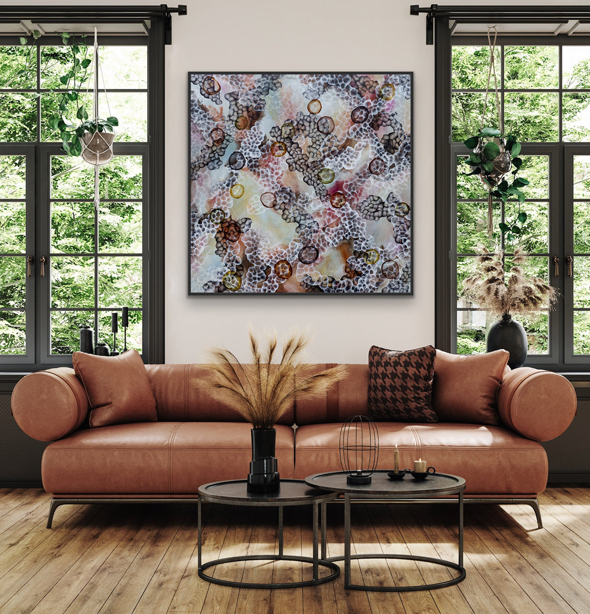 Bio Bloom Reef Song VIII - Large Abstract Sealife Painting Framed