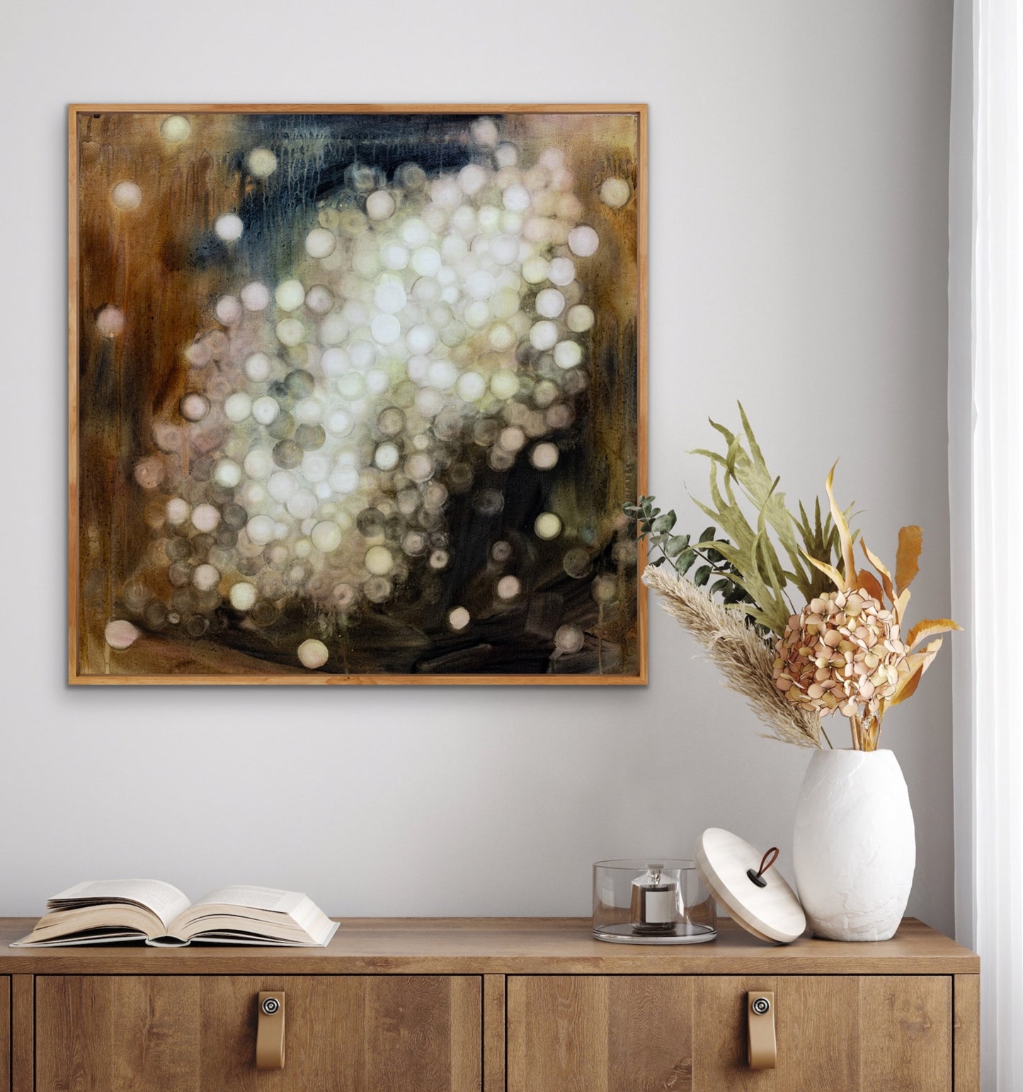 Bioluminous Bloom II - Large Original Abstract Painting Framed