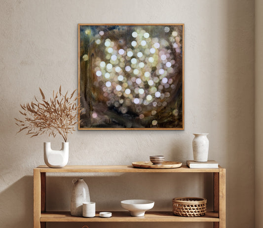 Bioluminous Bloom III - Large Original Abstract Painting Framed