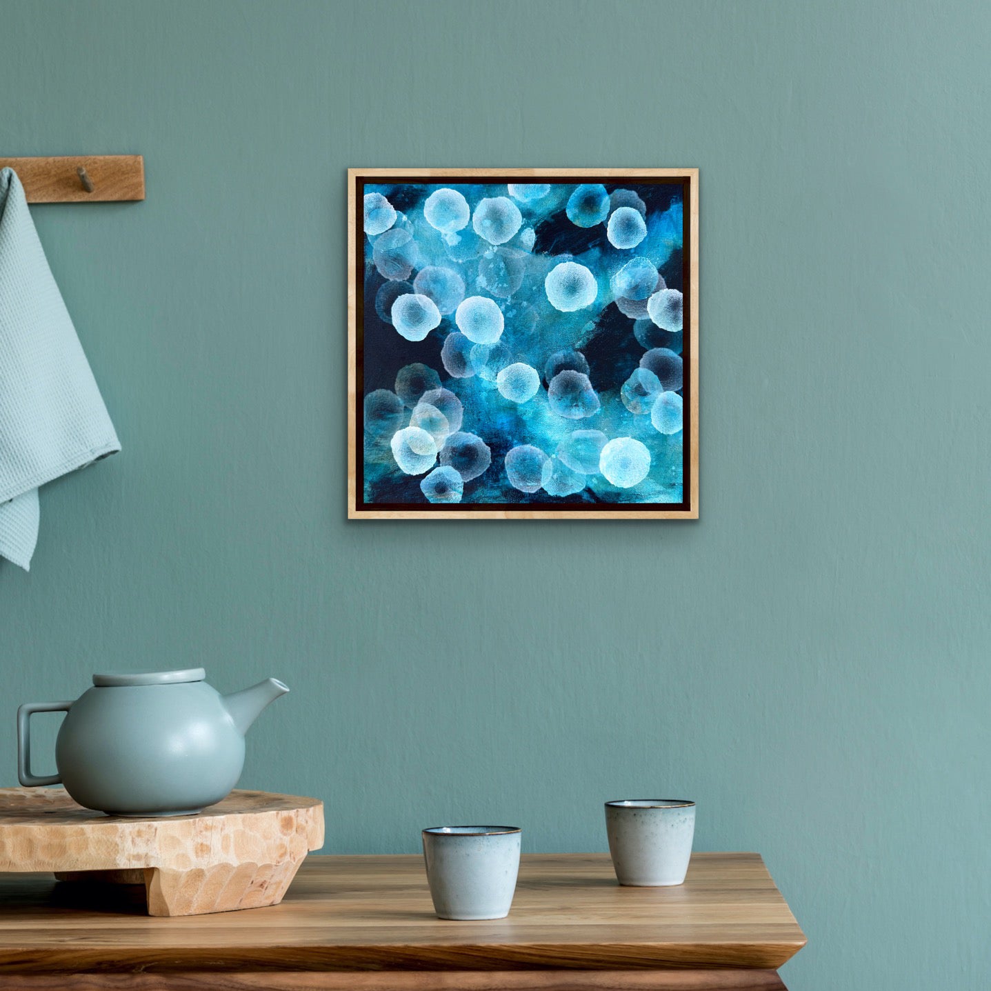 Bioluminous Aqueous Drift II - Original Abstract Sealife Painting Framed