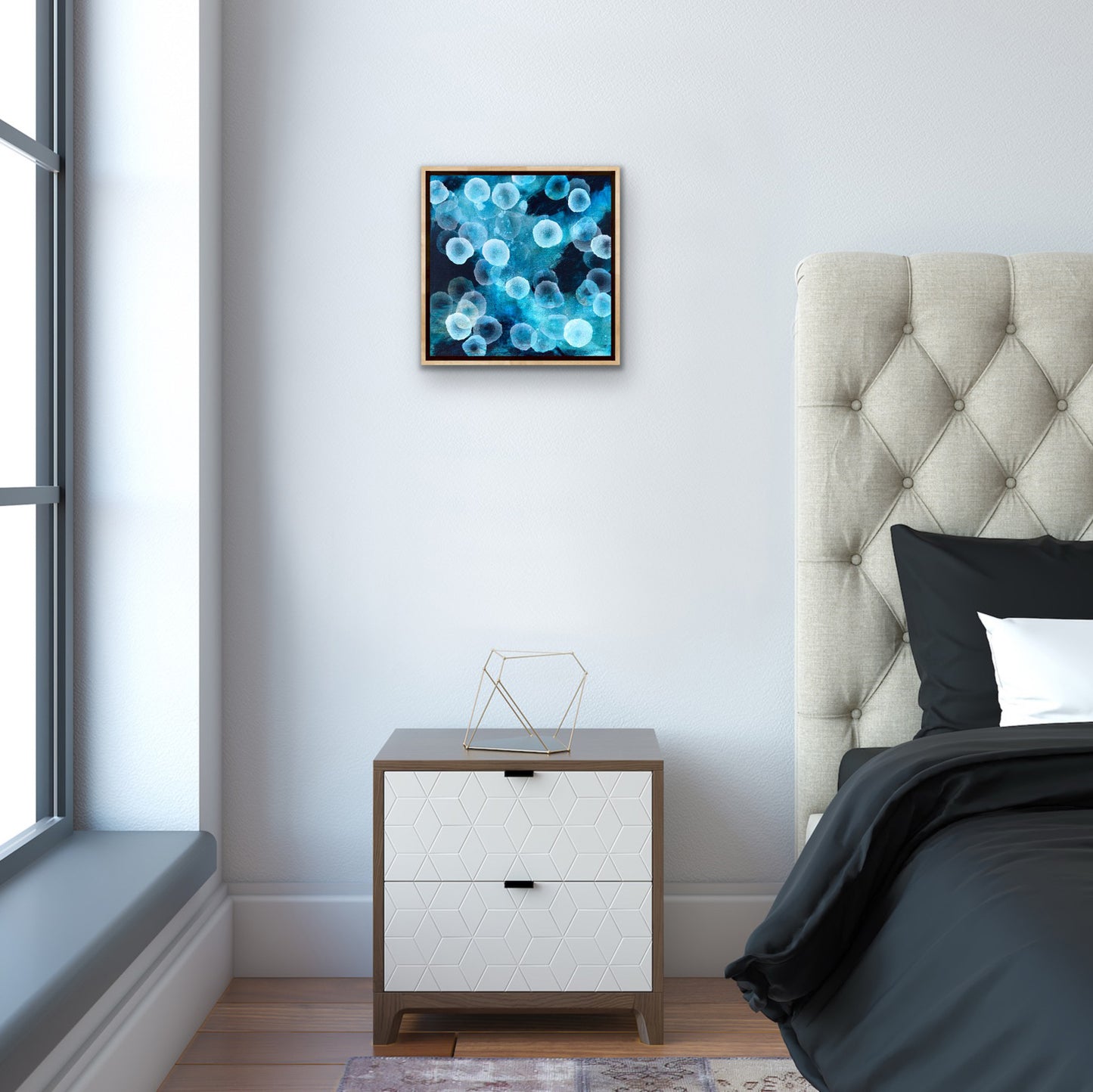 Bioluminous Aqueous Drift II - Original Abstract Sealife Painting Framed
