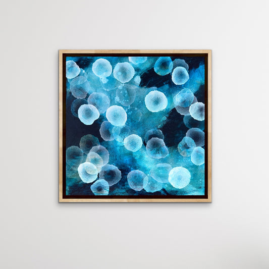 Bioluminous Aqueous Drift II - Original Abstract Sealife Painting Framed