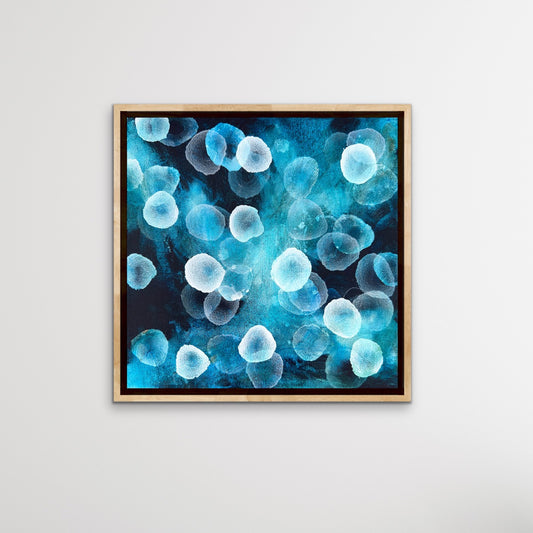 Bioluminous Aqueous Drift I - Original Abstract Sealife Painting Framed