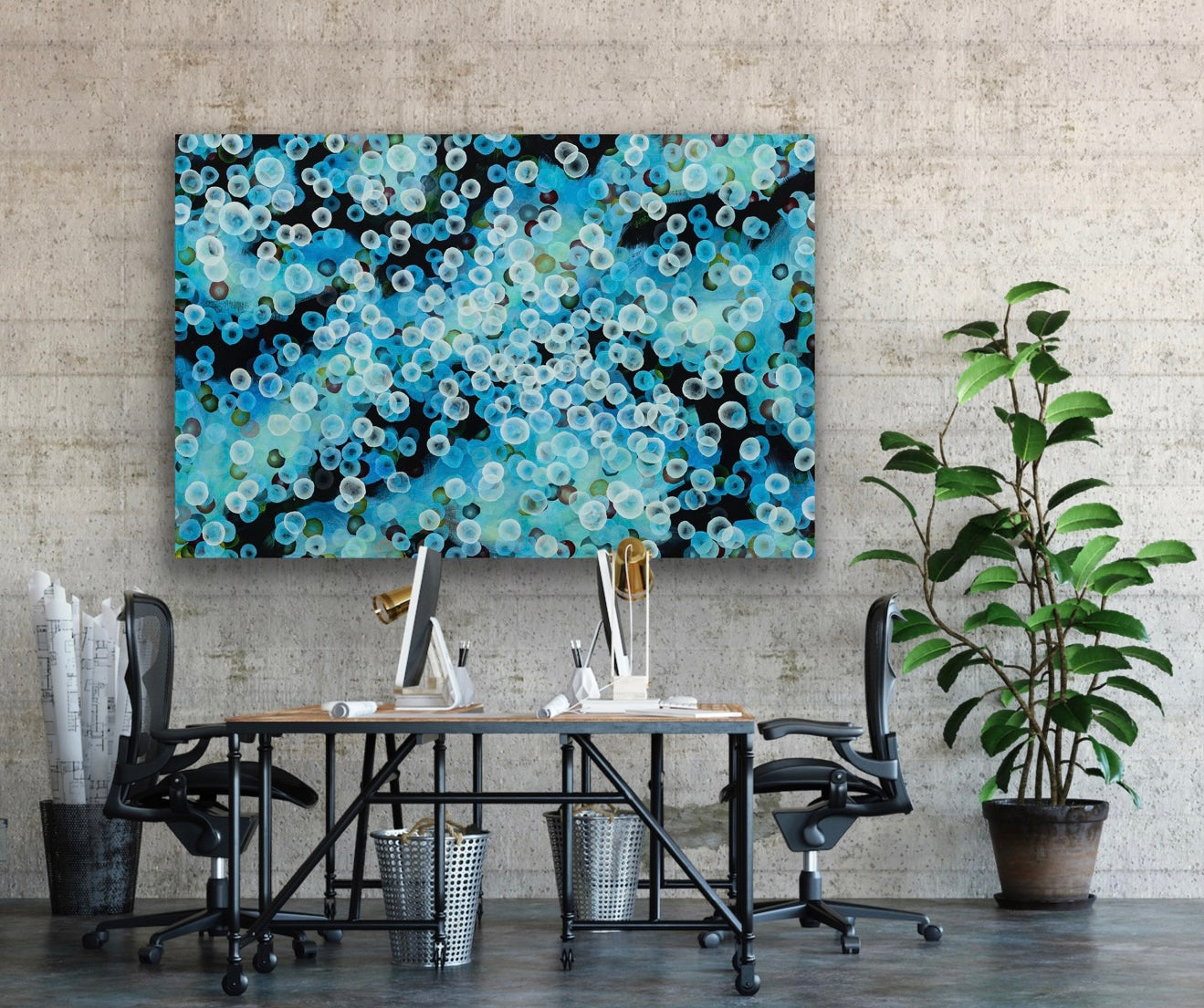 Bioluminescent Tideline Drift II - Large Original Abstract Sealife Painting