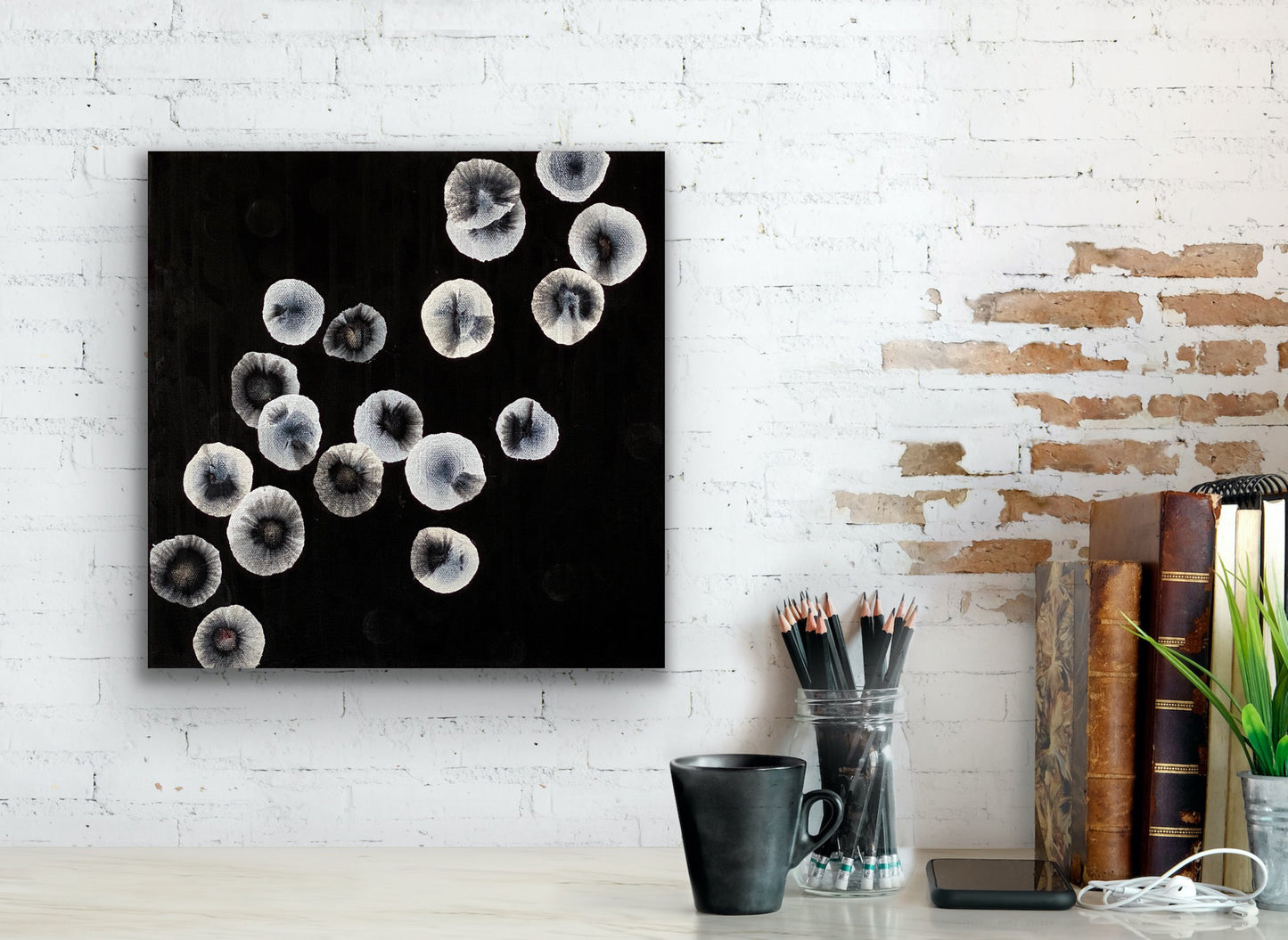 Orbicular Bloom XVII - Abstract Monochrome Painting