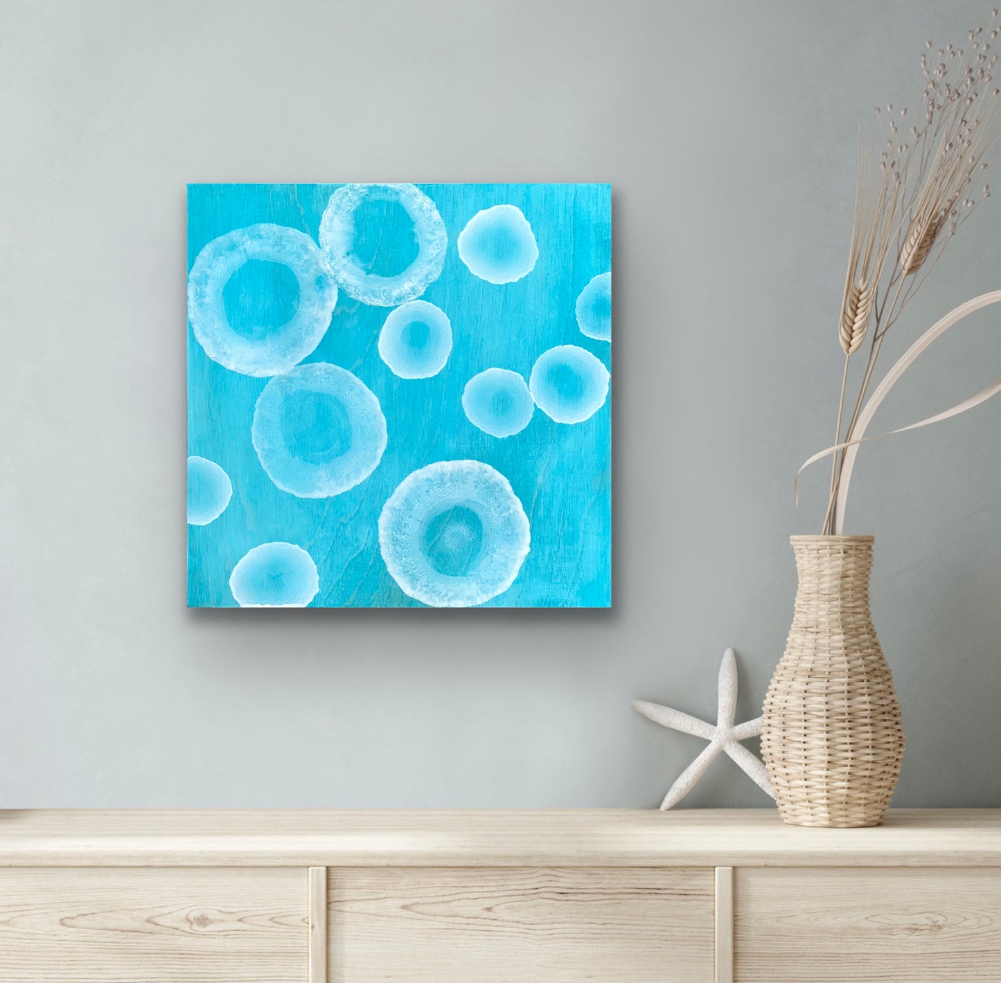 Aqueous Calm IV - Abstract Blue Sealife Painting