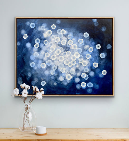 Bioluminous Flow II - 79 x 64cm Original Abstract Artwork Framed Ocean inspired