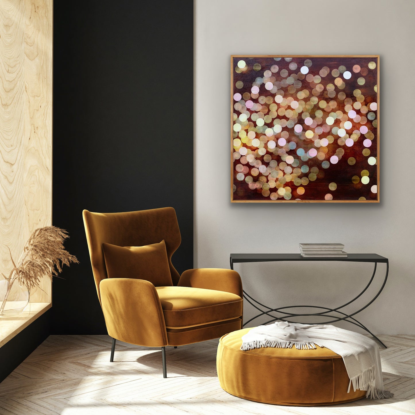 Aqueous Field Coral Bloom XVI - Large Colourful Abstract Painting Framed