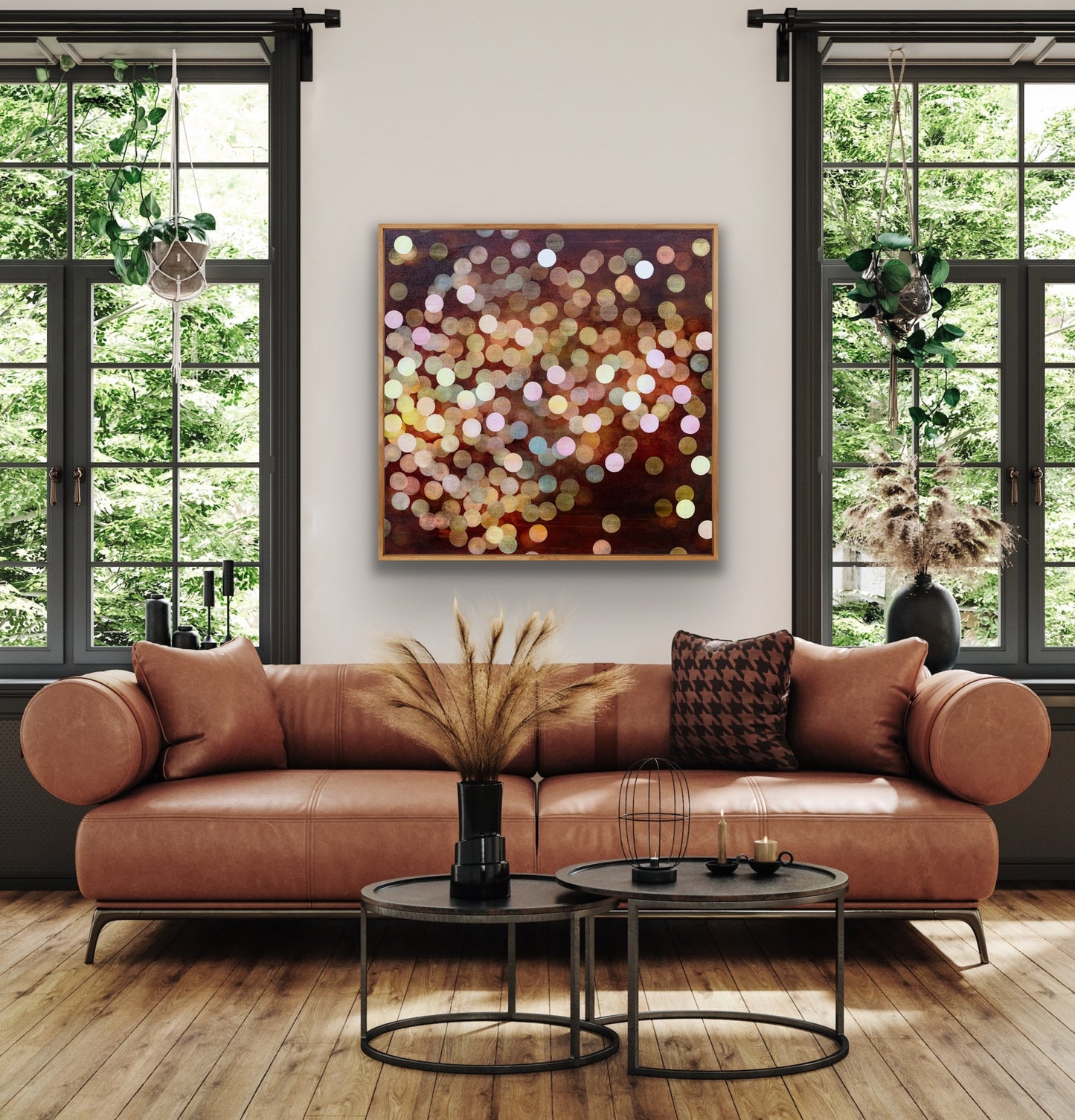 Aqueous Field Coral Bloom XVI - Large Colourful Abstract Painting Framed