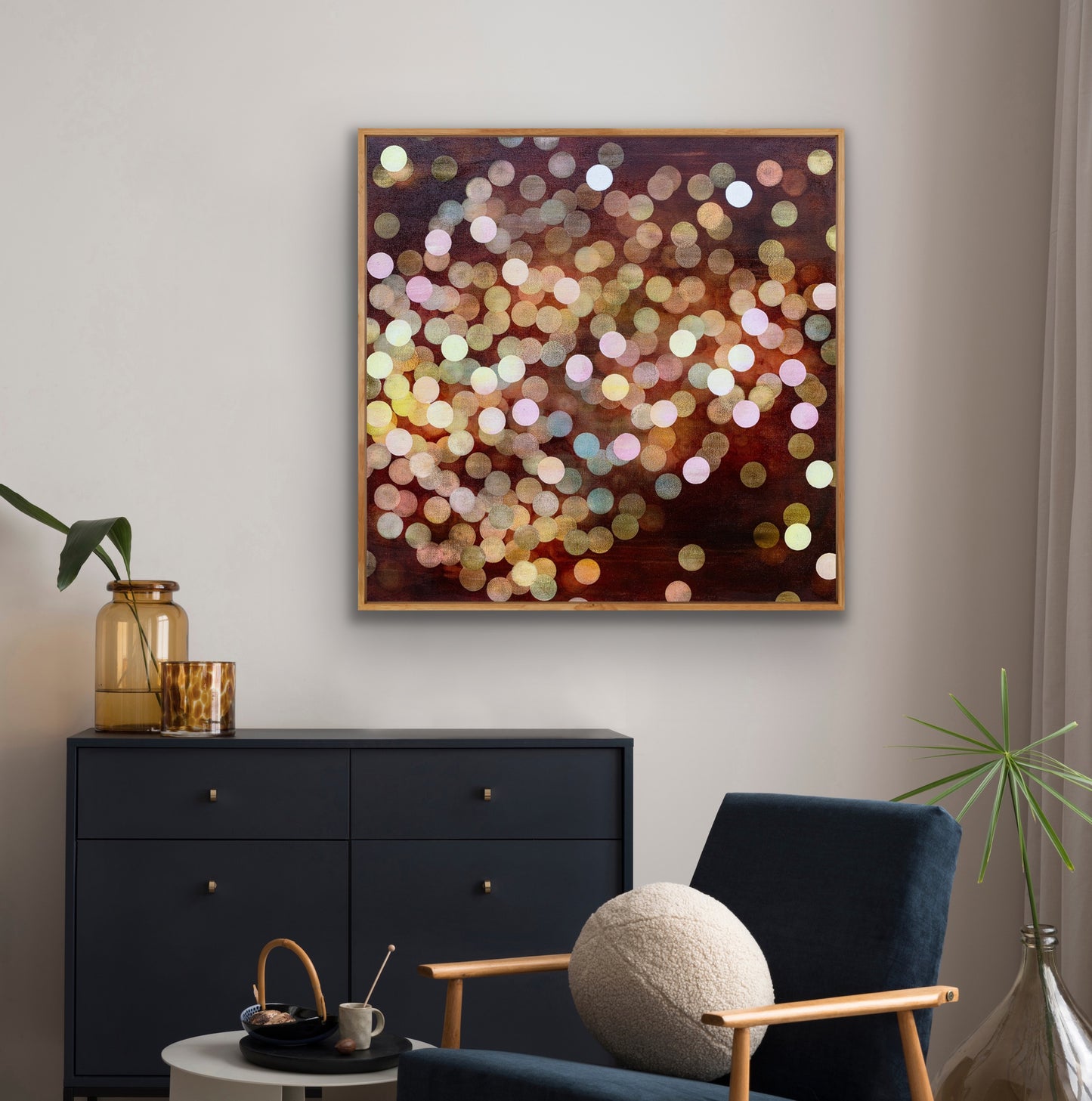 Aqueous Field Coral Bloom XVI - Large Colourful Abstract Painting Framed