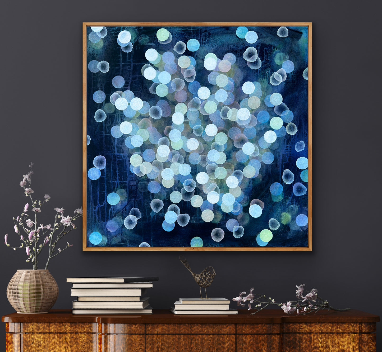 Aqueous Bloom Coral Glow Abstract Sealife Painting