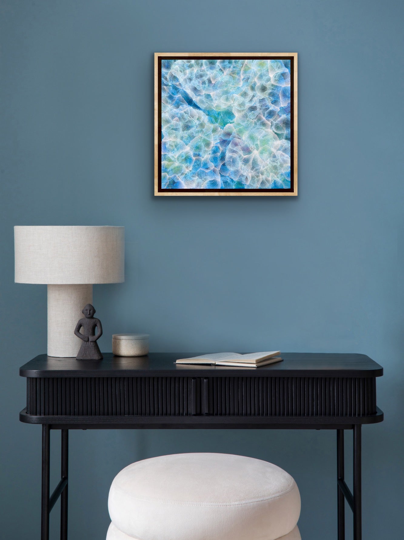 Bio Bloom – Tideline V - Original Abstract Blue Sealife Painting Framed