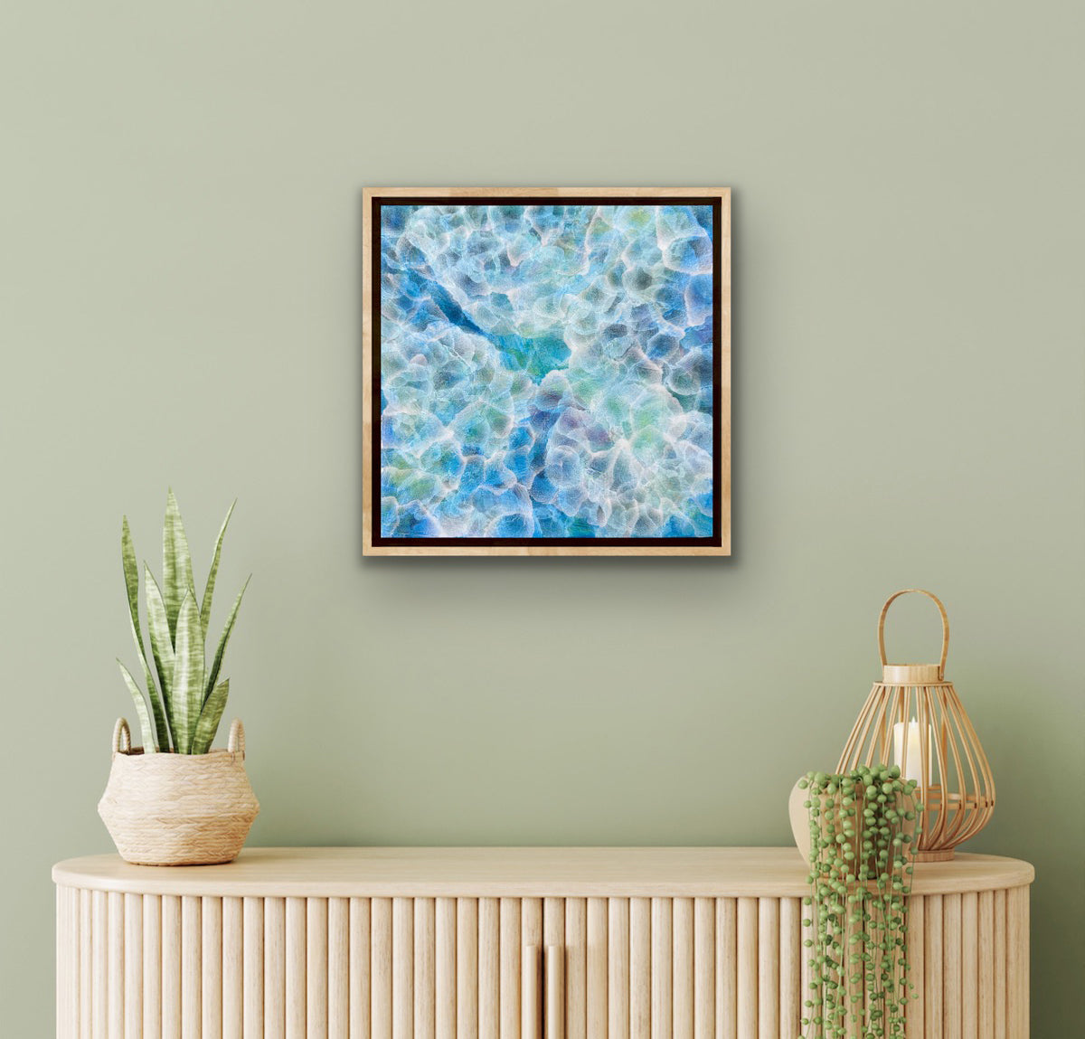 Bio Bloom – Tideline V - Original Abstract Blue Sealife Painting Framed