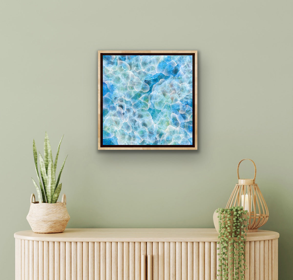 Bio Bloom – Tideline VI - Original Abstract Blue Sealife Painting Framed