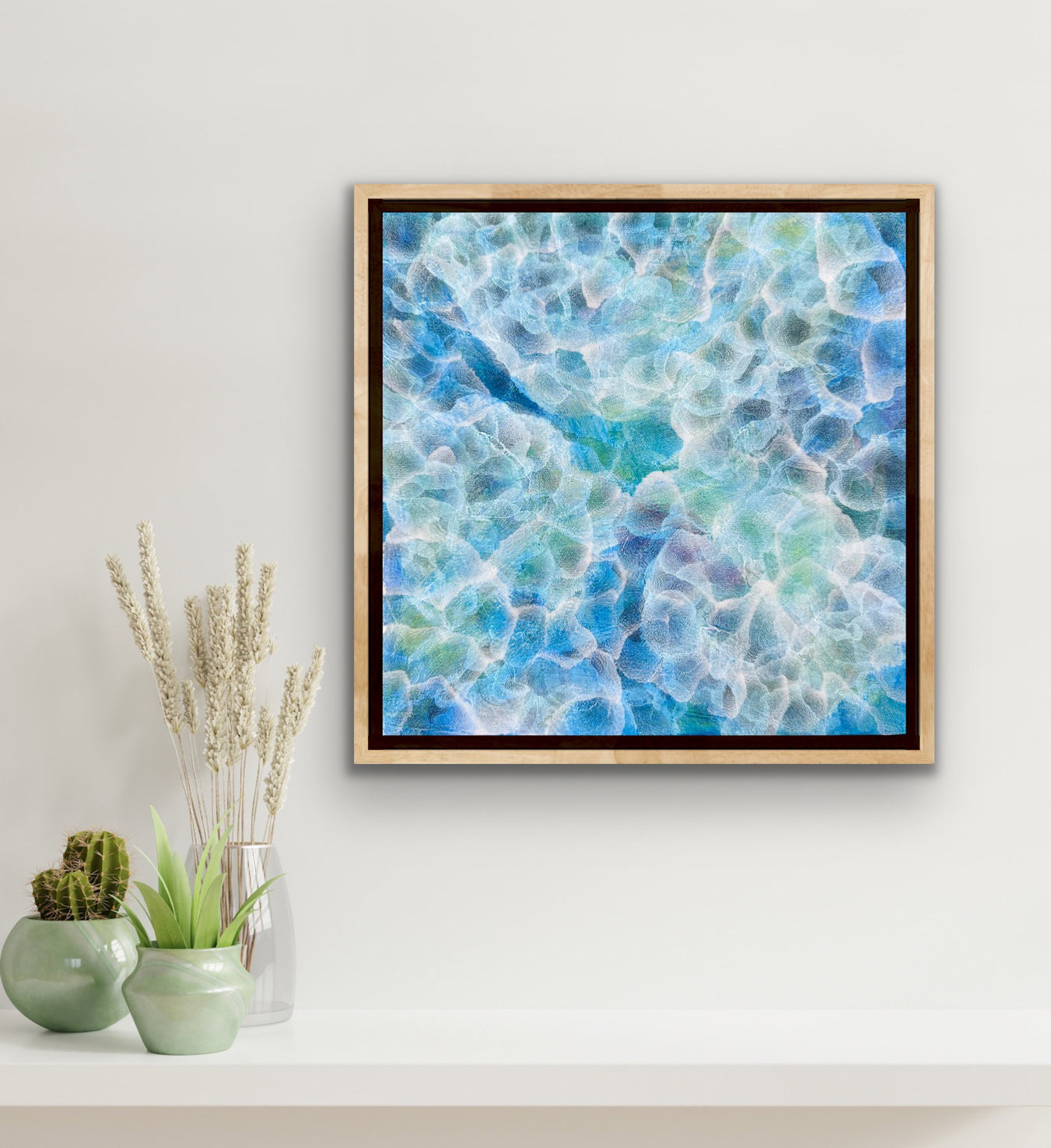 Bio Bloom – Tideline V - Original Abstract Blue Sealife Painting Framed