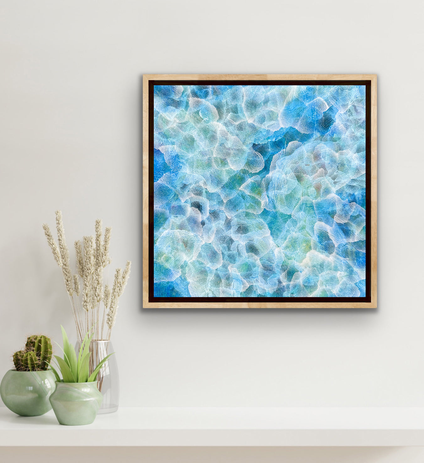Bio Bloom – Tideline VI - Original Abstract Blue Sealife Painting Framed
