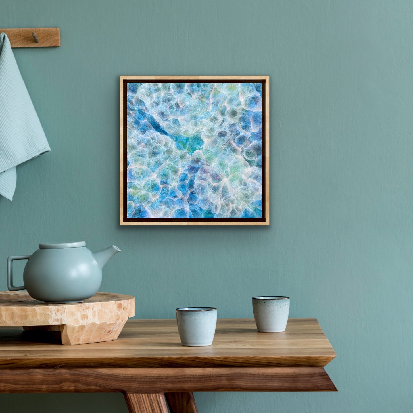 Bio Bloom – Tideline V - Original Abstract Blue Sealife Painting Framed