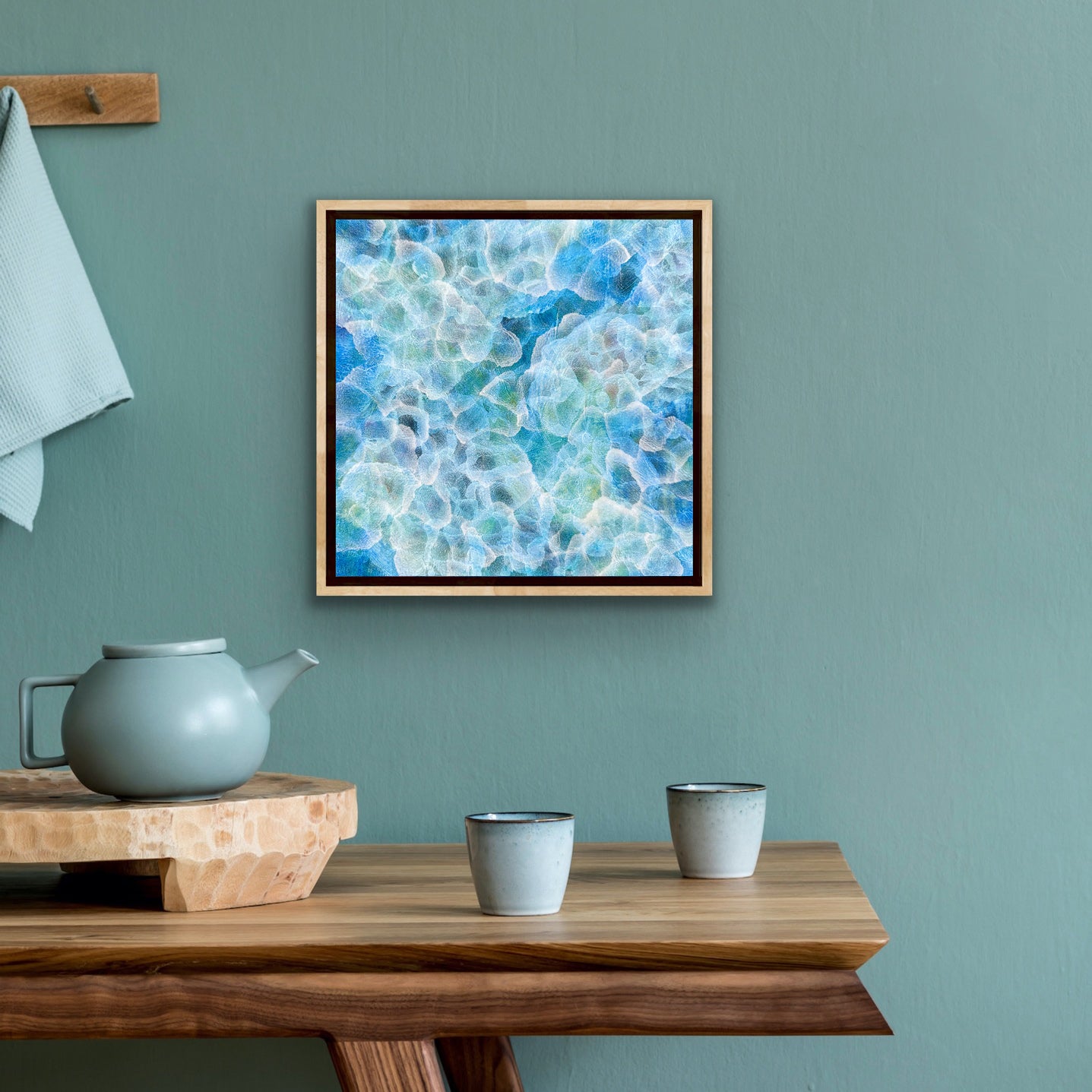 Bio Bloom – Tideline VI - Original Abstract Blue Sealife Painting Framed