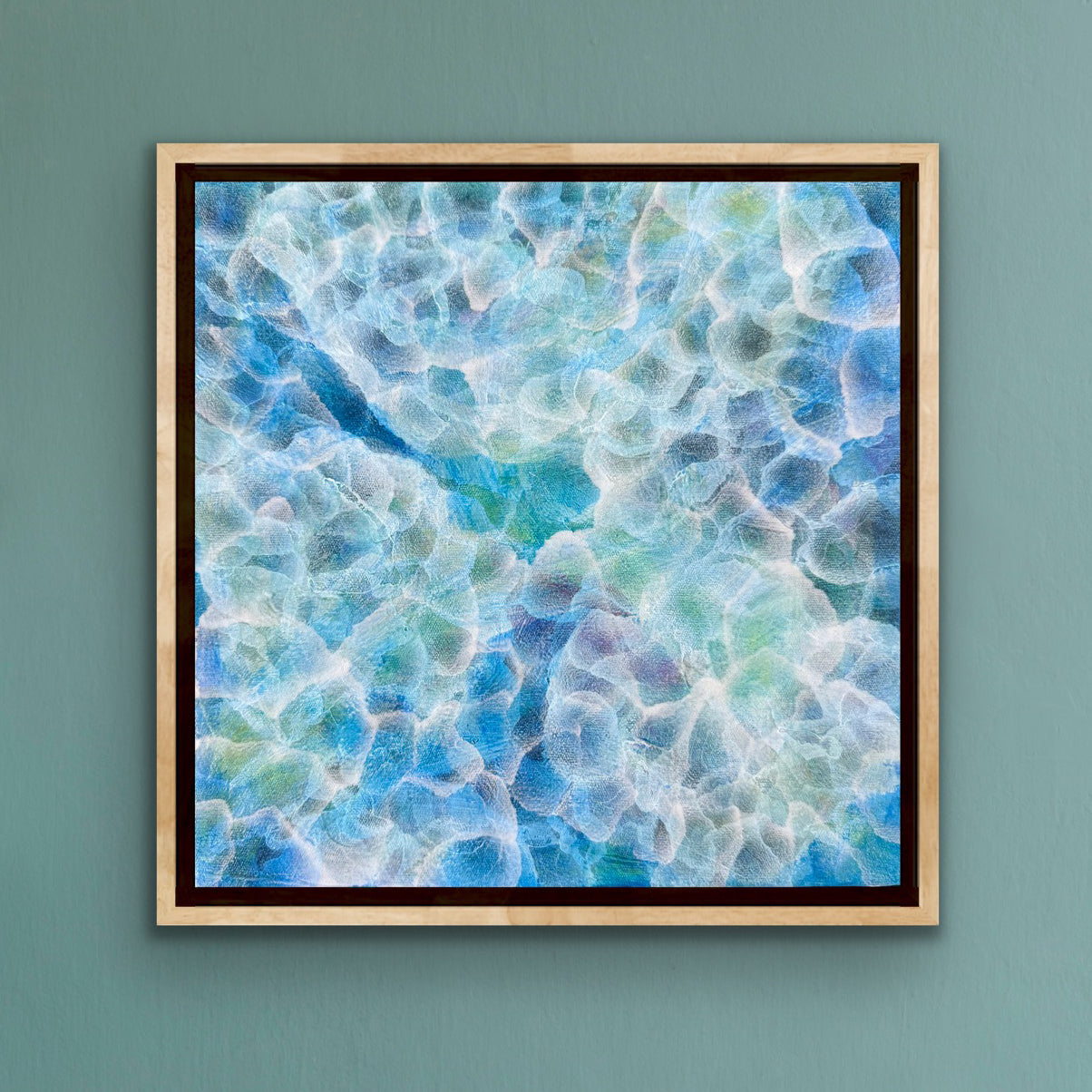 Bio Bloom – Tideline V - Original Abstract Blue Sealife Painting Framed
