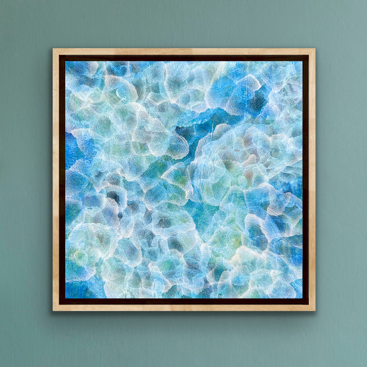 Bio Bloom – Tideline VI - Original Abstract Blue Sealife Painting Framed