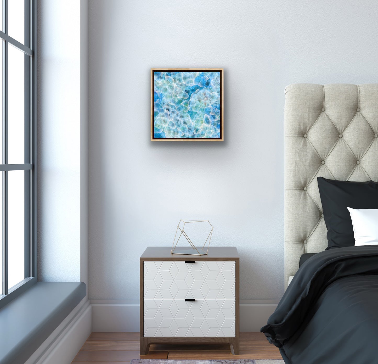 Bio Bloom – Tideline VI - Original Abstract Blue Sealife Painting Framed