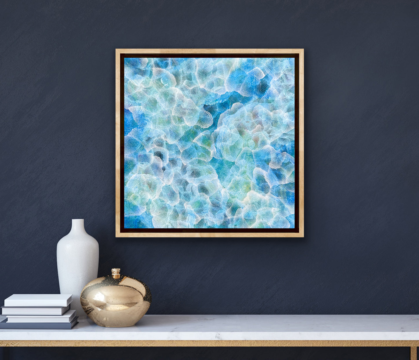 Bio Bloom – Tideline VI - Original Abstract Blue Sealife Painting Framed