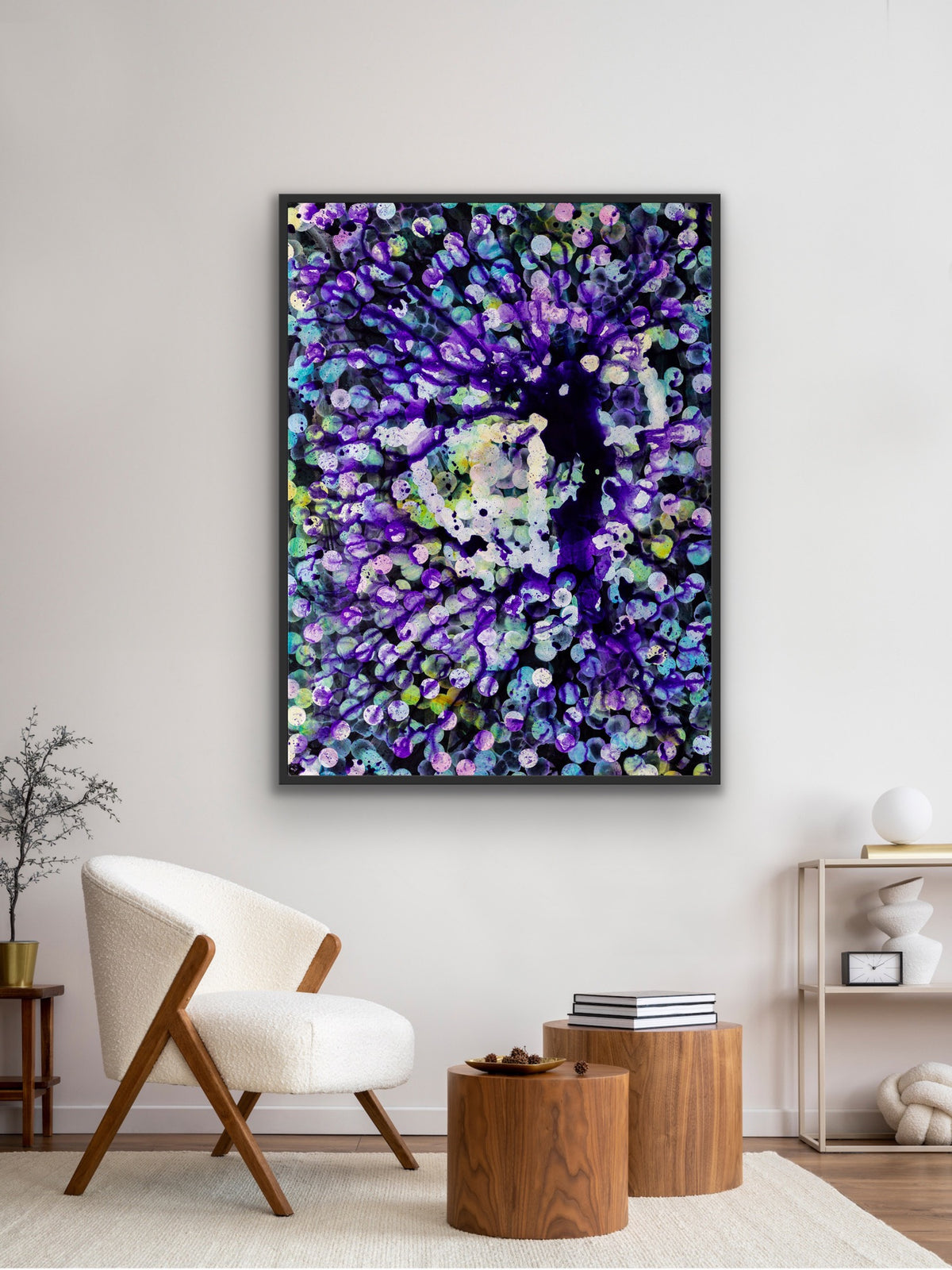 Radio Wave Blooms - Large Colourful Abstract Painting Framed