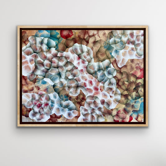 Bio Bloom Tideline Cluster II - Original Abstract Sealife Painting Framed 33.5cm x 43.5cm