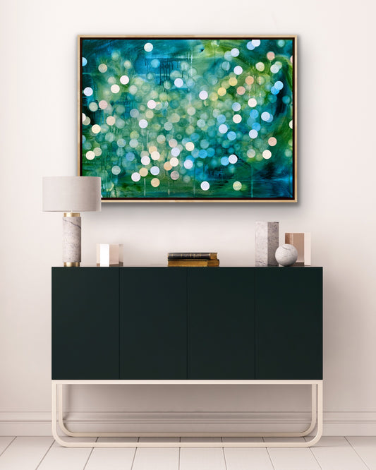 Bioluminescent Flurry - Original Abstract Artwork Framed Ocean inspired