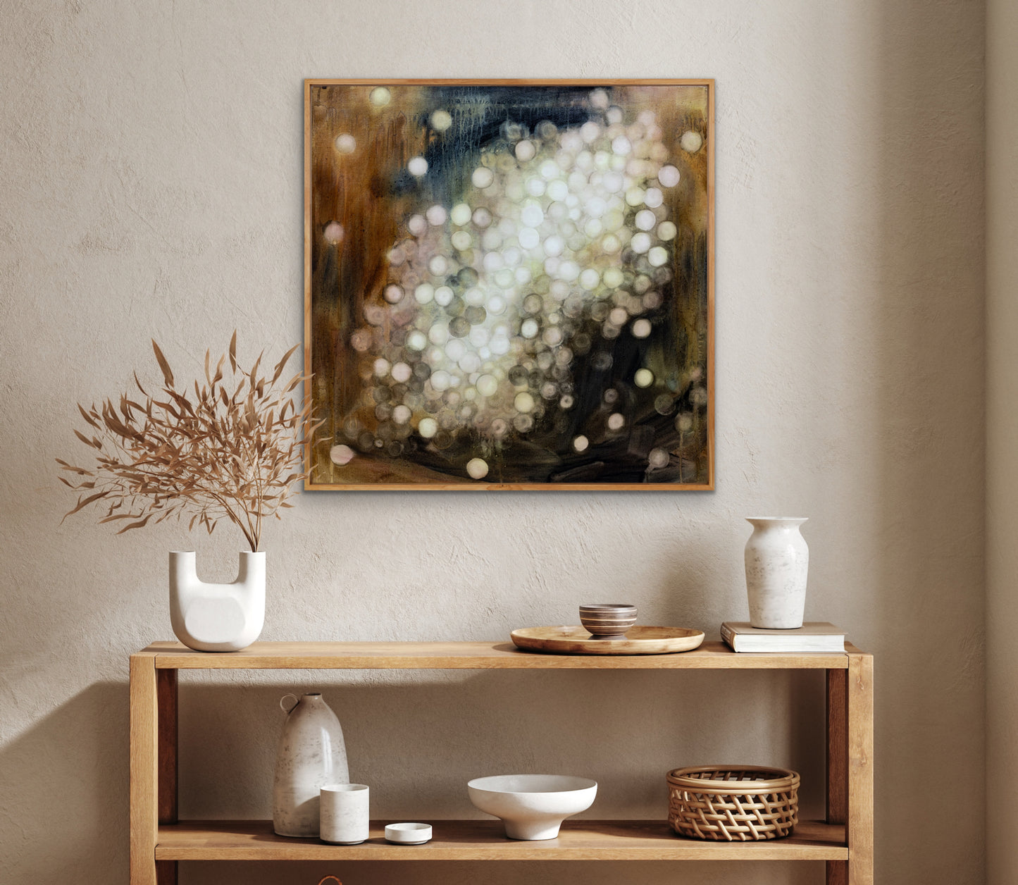 Bioluminous Bloom II - Large Original Abstract Painting Framed