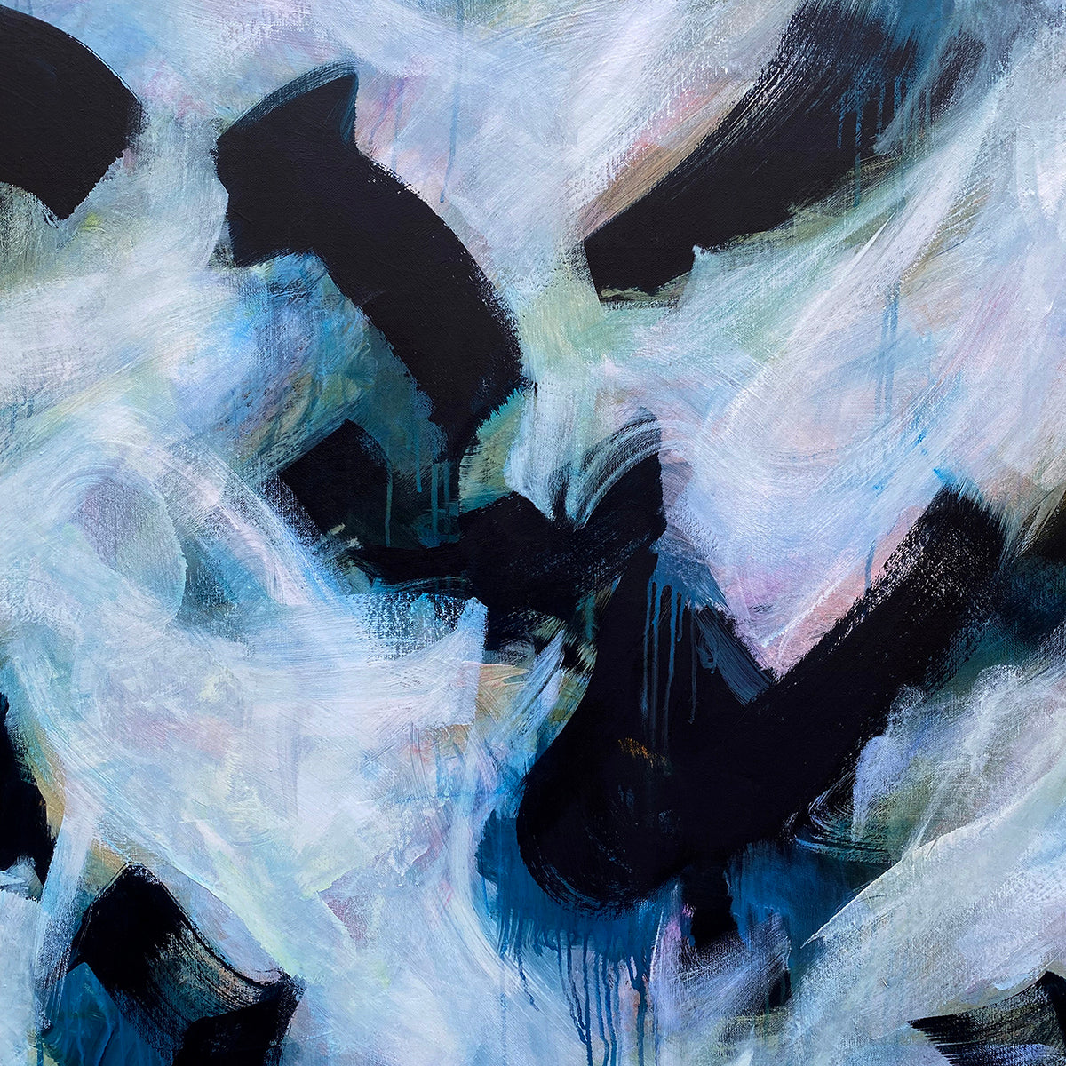 Tideline Musings Kelp, Basalt & Crazy Birds - Large Abstract Painting