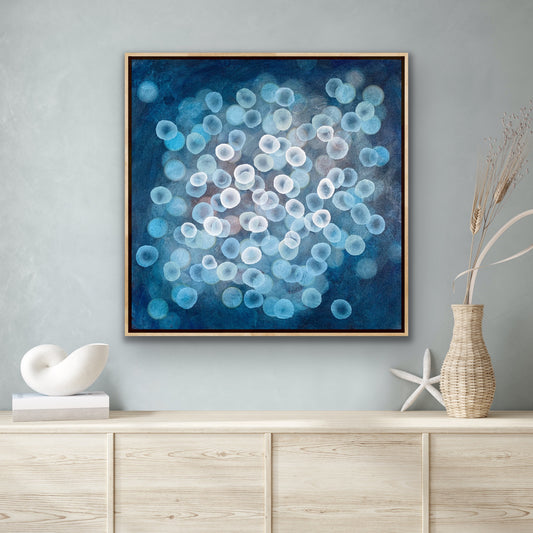Bioluminescent Bloom Dance - Abstract Microscopic Sealife Painting